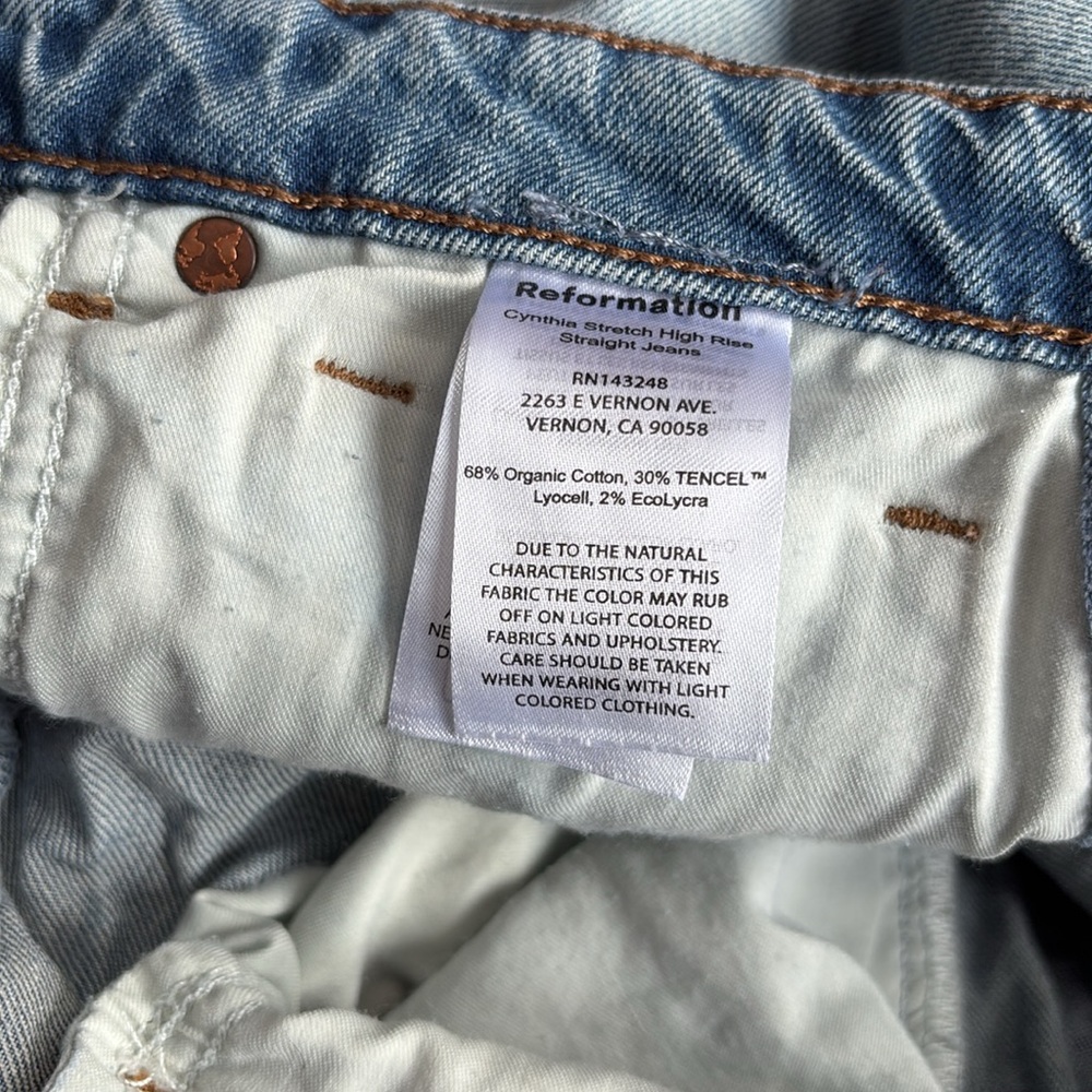 Reformation Blue Straight Leg Jeans - Picture 3 of 3